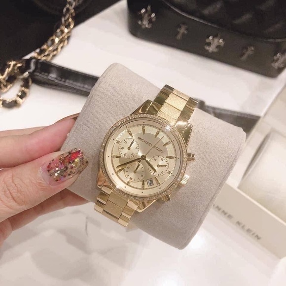 Michael Kors MK6597 Ritz Gold Stainless Steel Dial Chronograph Women's Watch. - Picture 3 of 4